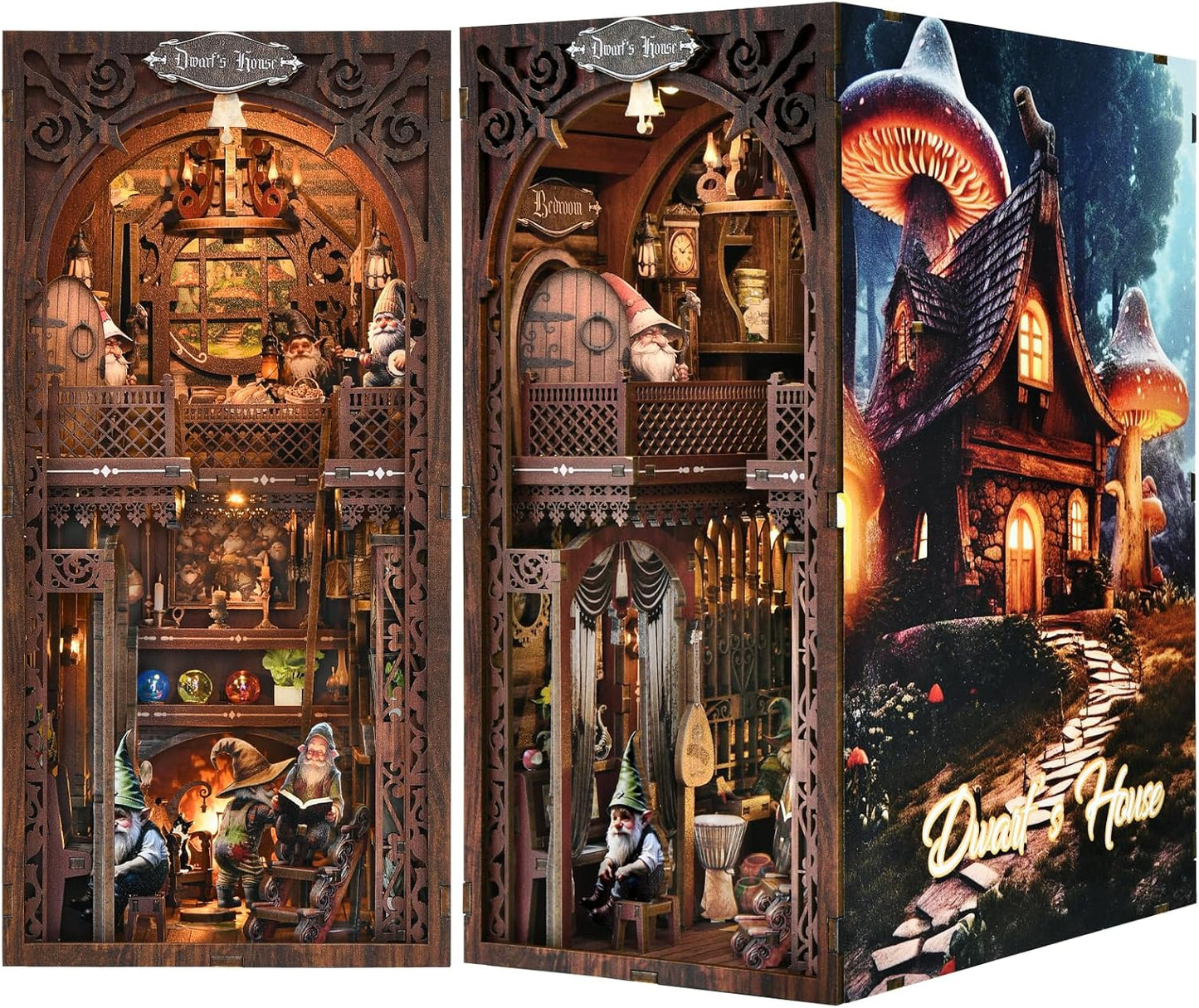 Book Nook Kit, Book Nook Kits for Adults DIY Booknook Model Build, DIY 3D Wooden Puzzle Bookend Booknook Bookshelf Insert Miniature Dollhouse Kit for Home Decoration