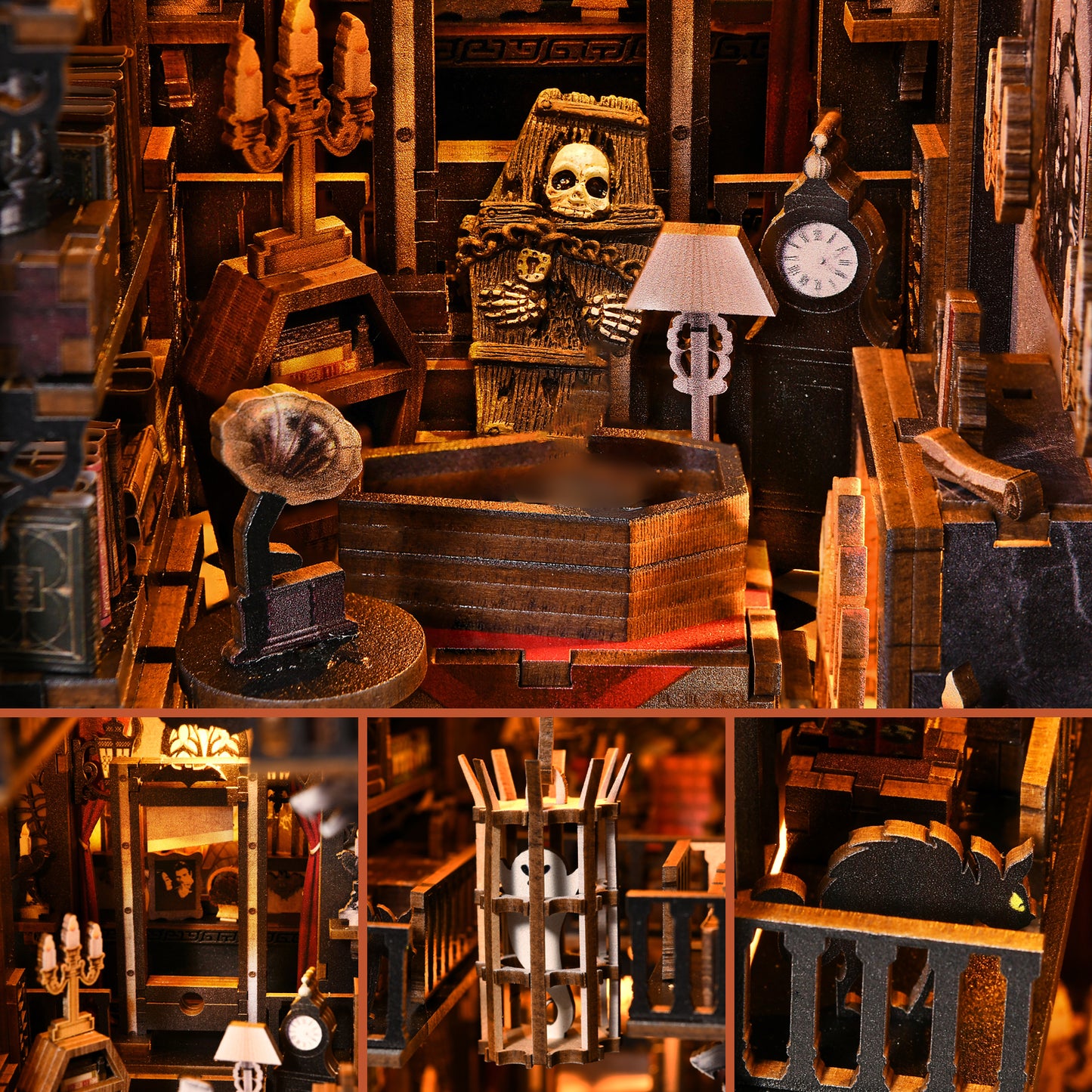 DIY Book Nook Kit, Miniature House Dollhouse Kit for Adult and Teens, Book Nook Kits for Adults, Booknook Bookend Alley Model Build with Dust Cover