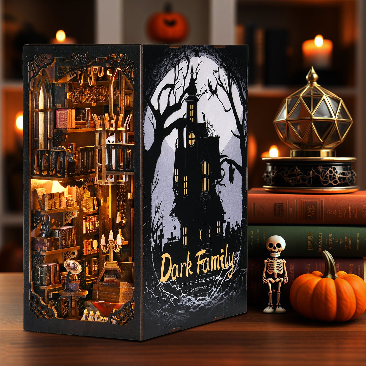 DIY Book Nook Kit, Miniature House Dollhouse Kit for Adult and Teens, Book Nook Kits for Adults, Booknook Bookend Alley Model Build with Dust Cover