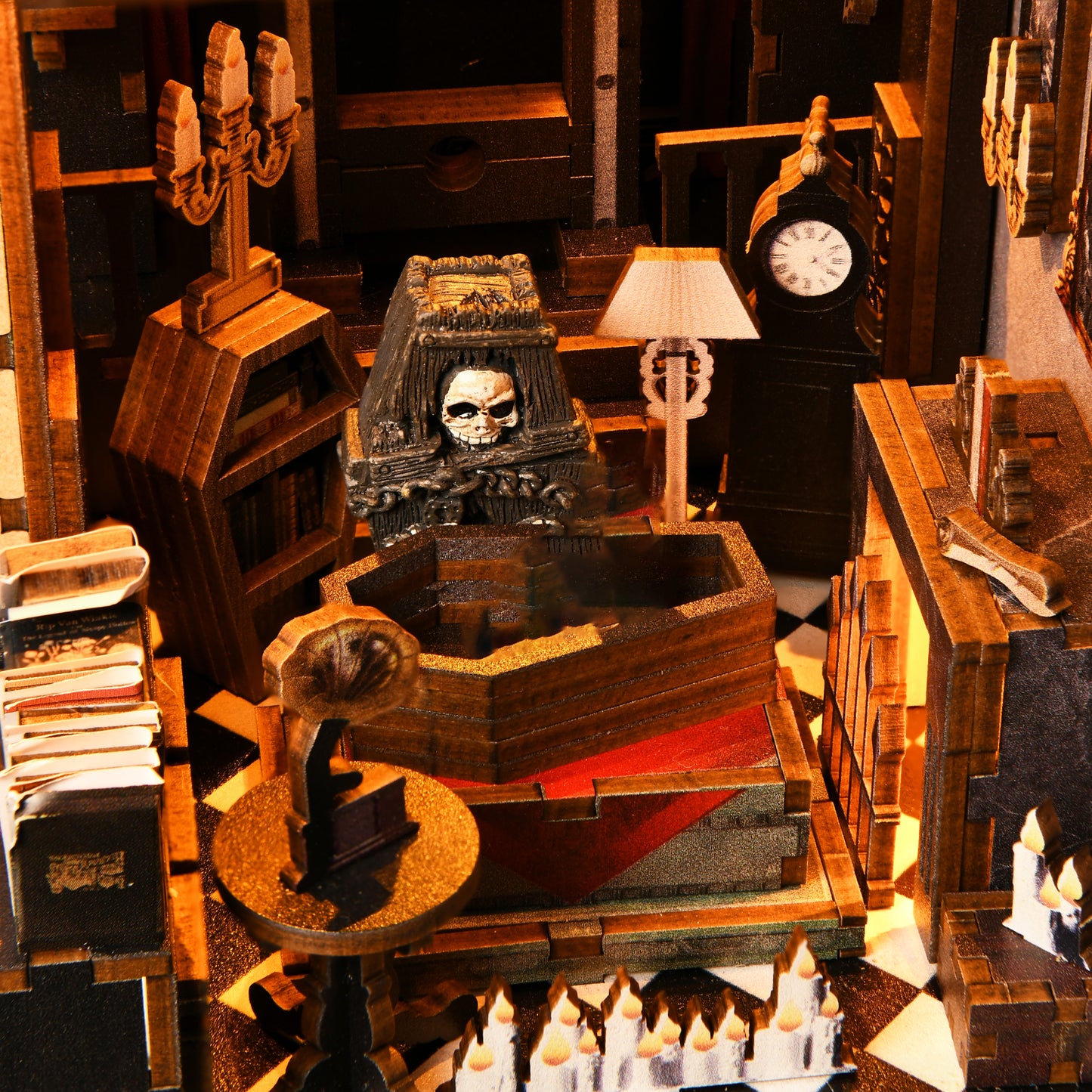 DIY Book Nook Kit, Miniature House Dollhouse Kit for Adult and Teens, Book Nook Kits for Adults, Booknook Bookend Alley Model Build with Dust Cover