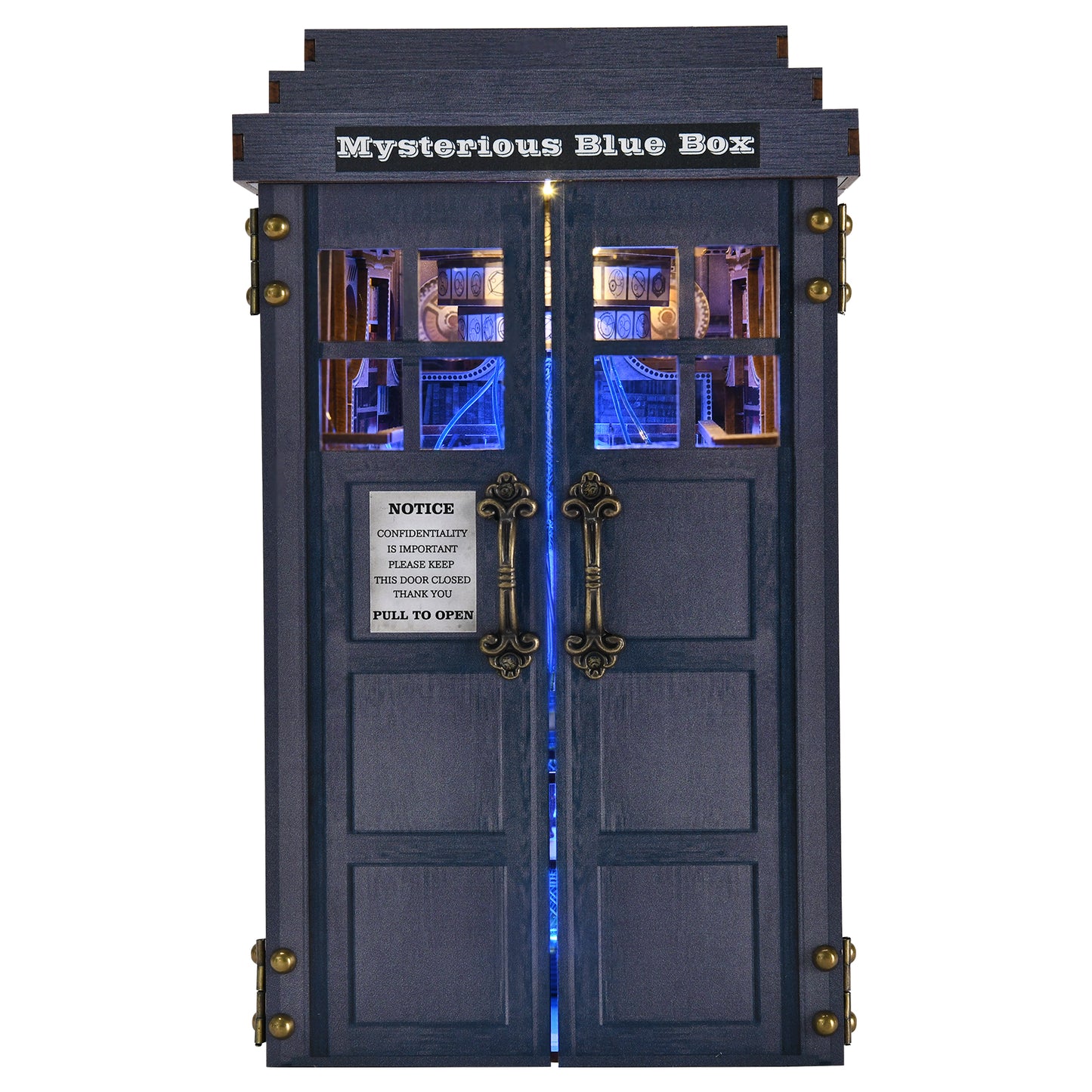 Book Nook Kit, DIY Miniature Dollhouse Kit for Adults and Teens, Booknook Tiny House Kit Bookshelf Decoration 3D Wooden Puzzle Bookend,Mysterious Blue Box