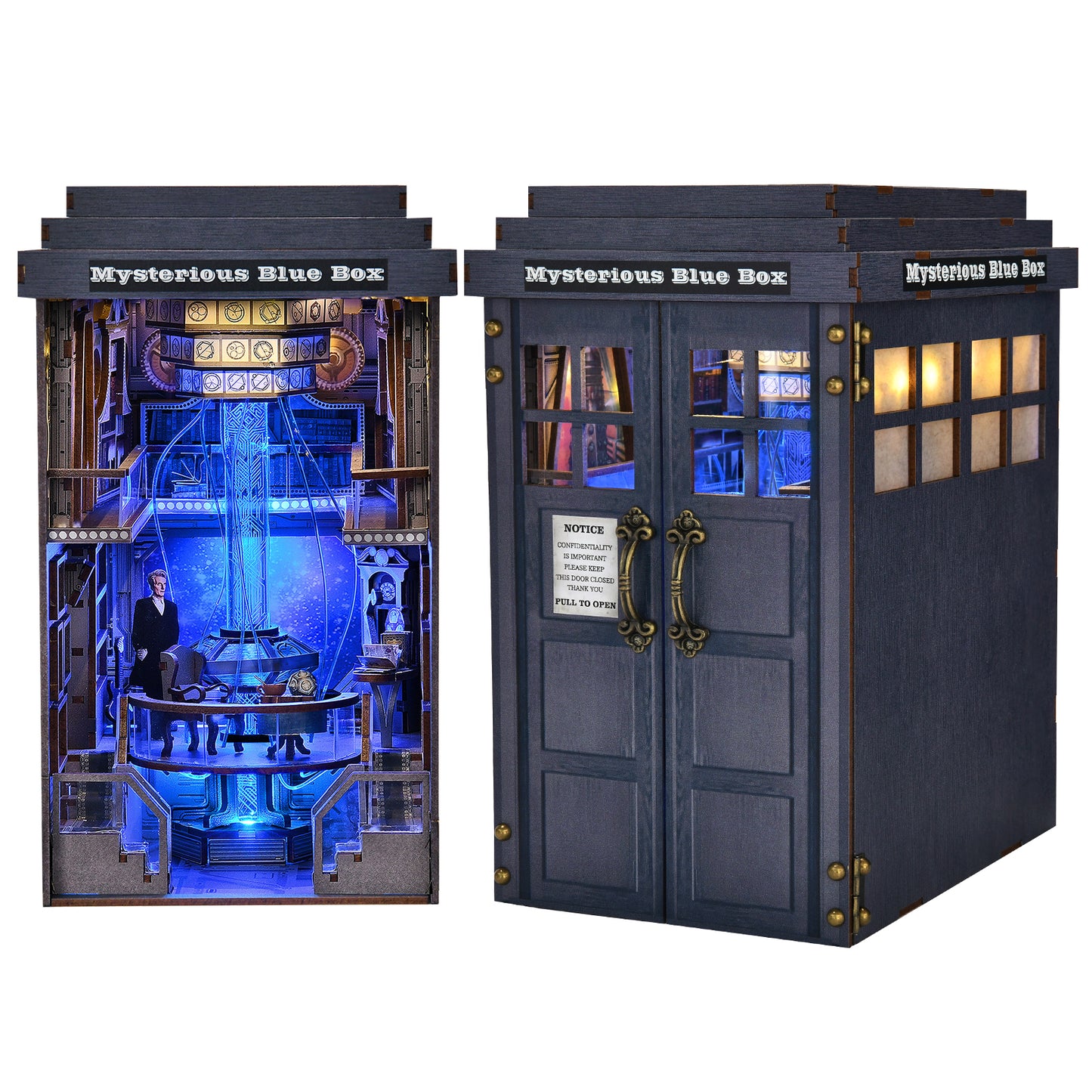 Book Nook Kit, DIY Miniature Dollhouse Kit for Adults and Teens, Booknook Tiny House Kit Bookshelf Decoration 3D Wooden Puzzle Bookend,Mysterious Blue Box