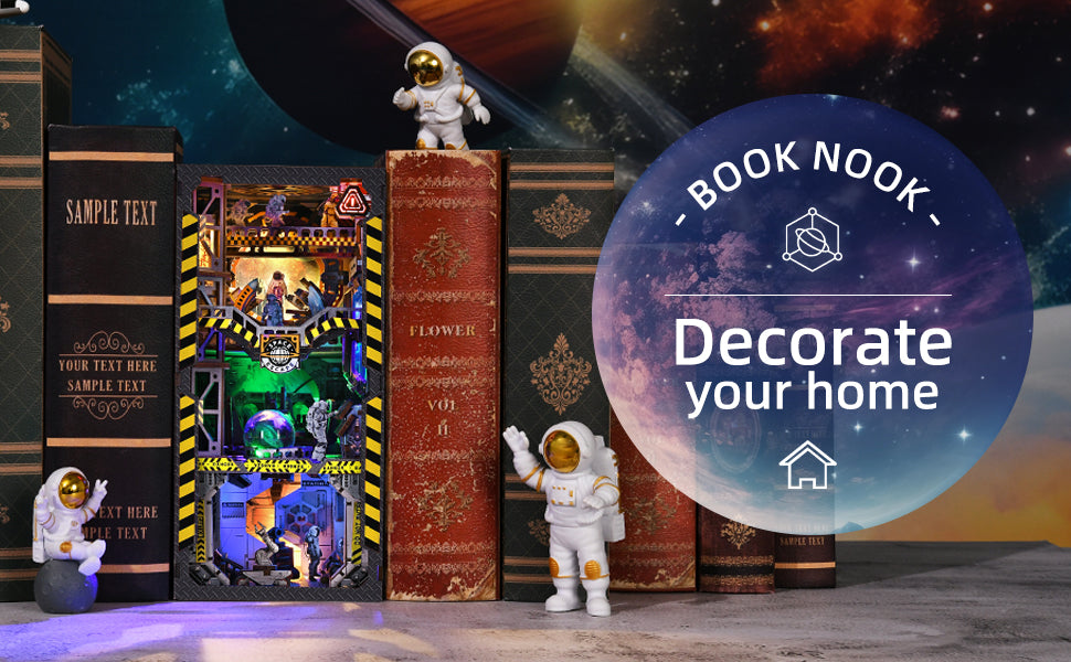 Dollhouse Kit for Adult and Teens, Book Nook Kits for Adults, Booknook Bookend Alley Model Build with Dust Cover,Interstellar Home
