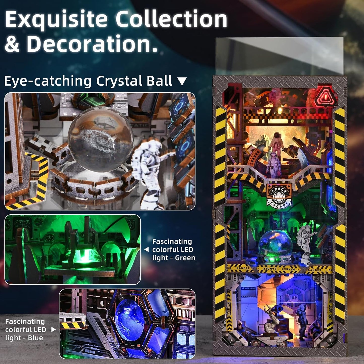 Dollhouse Kit for Adult and Teens, Book Nook Kits for Adults, Booknook Bookend Alley Model Build with Dust Cover,Interstellar Home