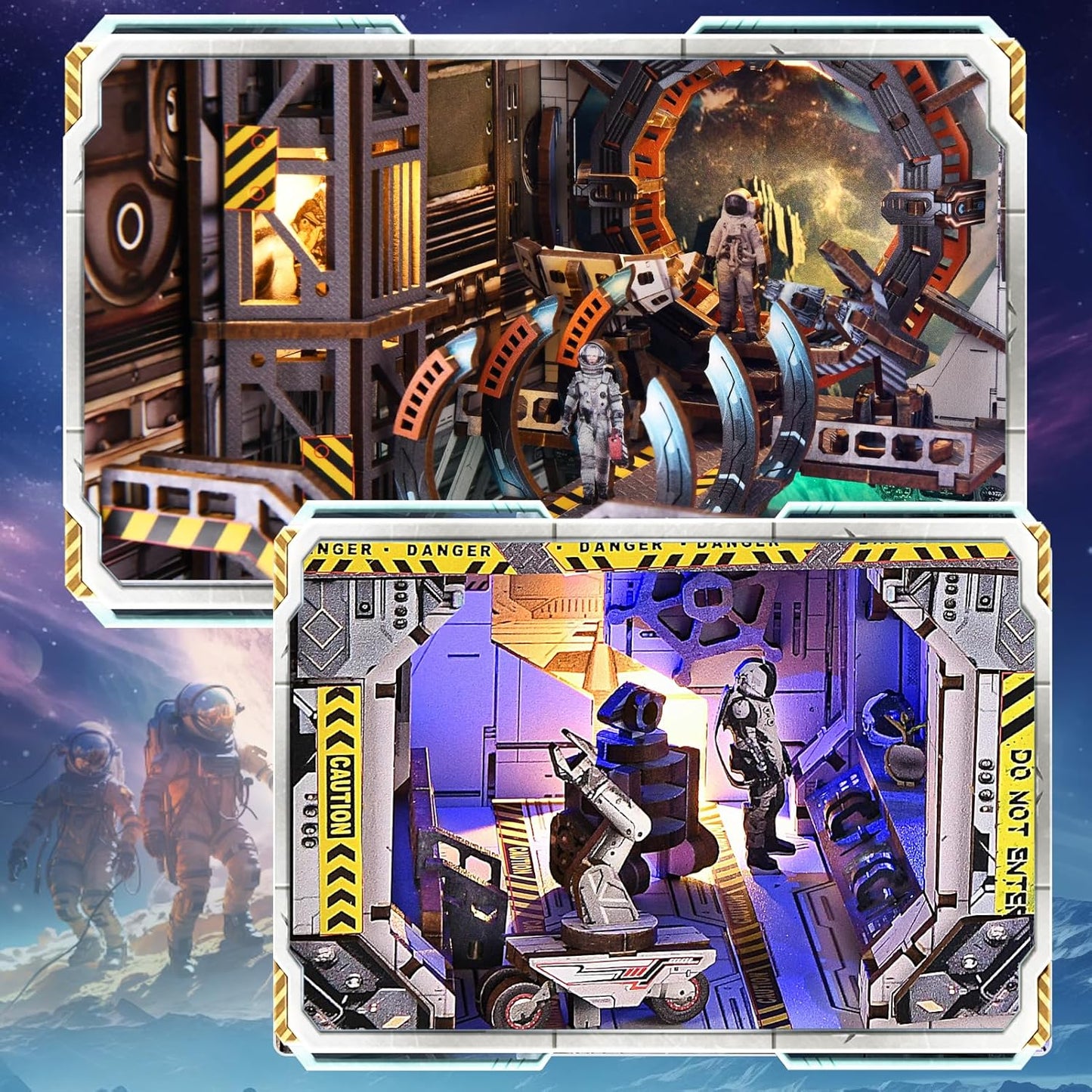 Dollhouse Kit for Adult and Teens, Book Nook Kits for Adults, Booknook Bookend Alley Model Build with Dust Cover,Interstellar Home