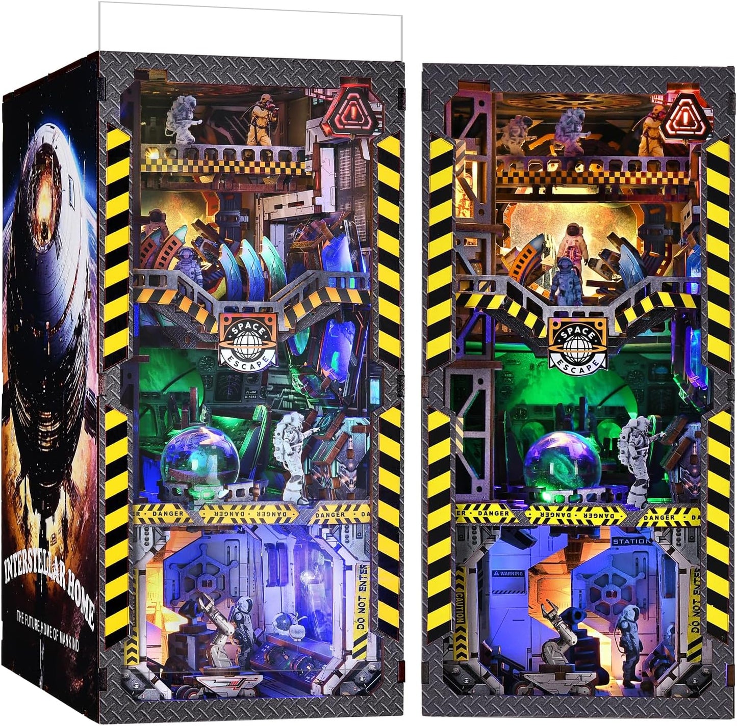 Dollhouse Kit for Adult and Teens, Book Nook Kits for Adults, Booknook Bookend Alley Model Build with Dust Cover,Interstellar Home